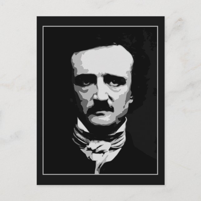 Svart och vit vektorkonst, Edgar Allan Poe Vykort (Framsida)
