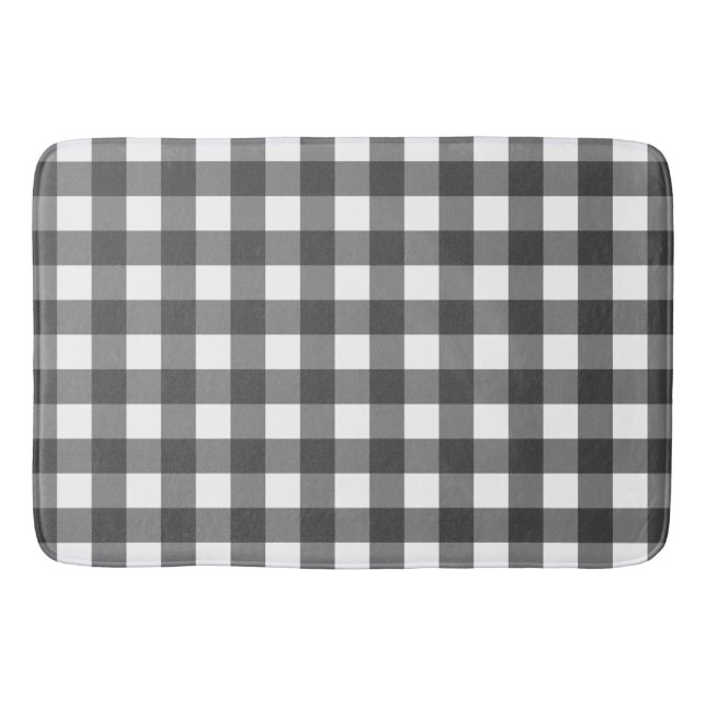 Svart och vit Vichy tryck Gingham mönster Badrumsmatta (Framsidan)