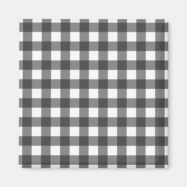 Svart och vit Vichy tryck Gingham mönster Magnet (Framsidan)
