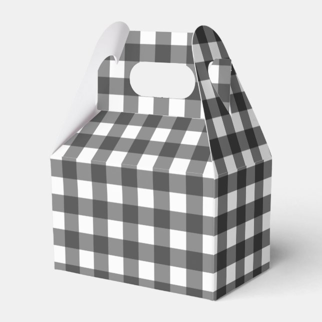 Svart och vit Vichy tryck Gingham mönster Presentaskar (Framsidan Sidan)