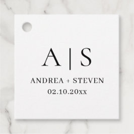 Svart och vit vigsel Monogram Gåvor Etiketter