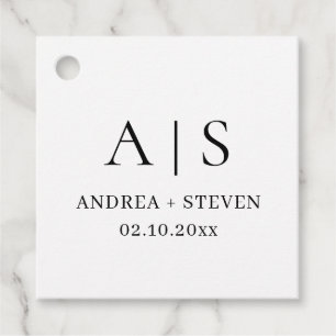 Svart och vit vigsel Monogram Gåvor Etiketter