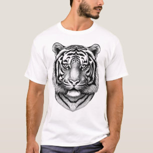 Svart och vit vild tiger svart herr skjorta t shirt