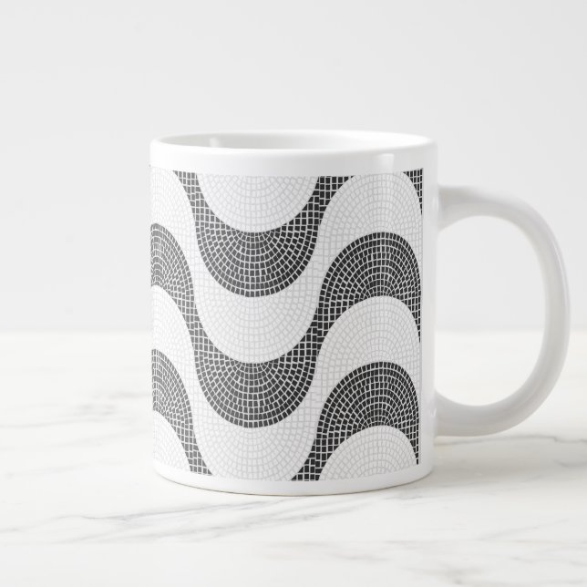 Svart och vit vinkar jumbo mugg (Höger)