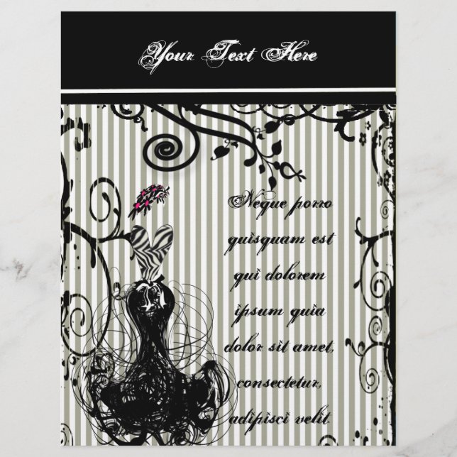Svart och vit Vintage - Dress och hatt Reklamblad (Framsidan)
