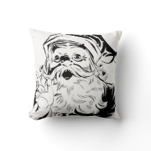 Svart och vit Vintage jultomten Pillow