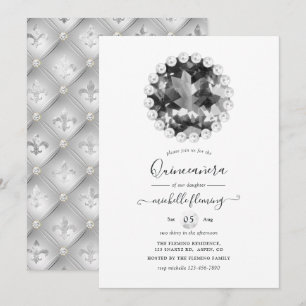 Svart och vit vintage Quinceañera-inbjudan Inbjudningar