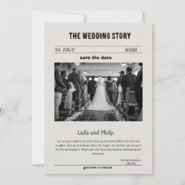 Svart och vit Vintage Spara datuminbjudan Julkort