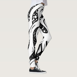 svart och vit virvel leggings
