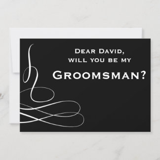 Svart och vit virvel Vill du vara min groomsman Inbjudningar