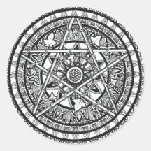 Svart och vit vitaktig pentacle mandala-design