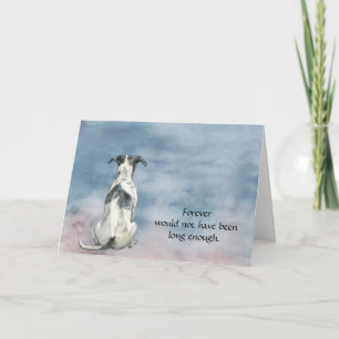 Svart och vit whippet hund kondoleanskort helgkort