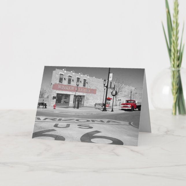 Svart och vit Winslow Arizona Photo Template Kort (Framsida)