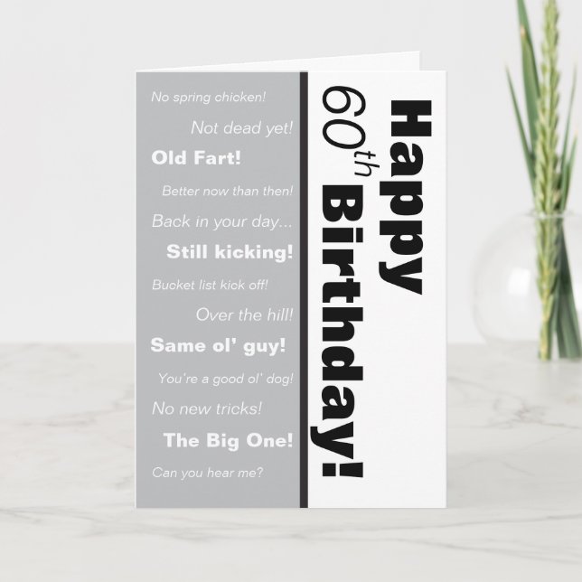 Svart och vit ynklig Ålder Joke Birthday Kort (Framsida)
