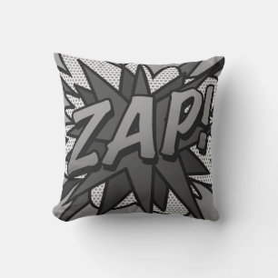 Svart och Vit ZAP POW Kul Retro Serietidning Kudde