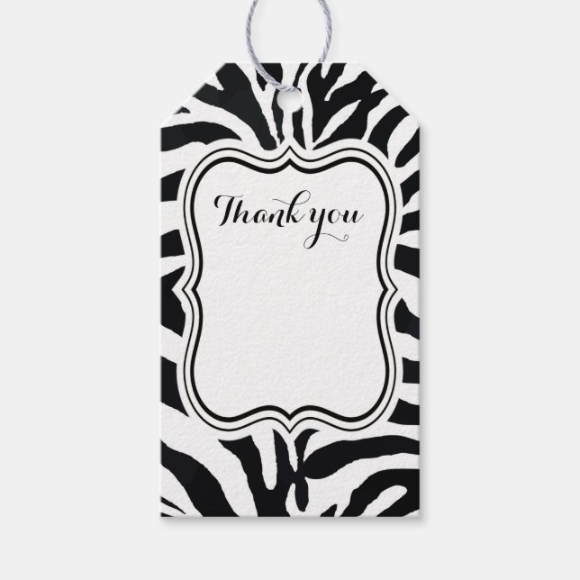 Svart och vit zebra-djur, modern mode presentetikett (Framsidan)