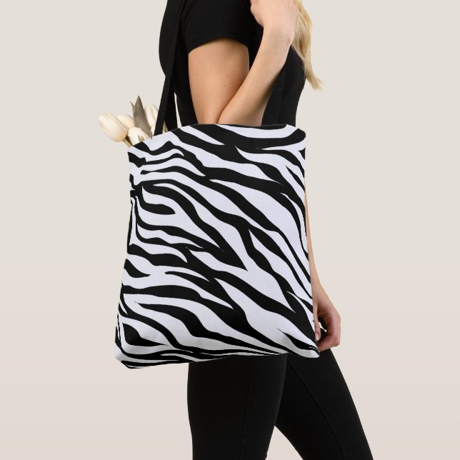 Svart och vit zebra djurtryck  tygkasse (Närbild)
