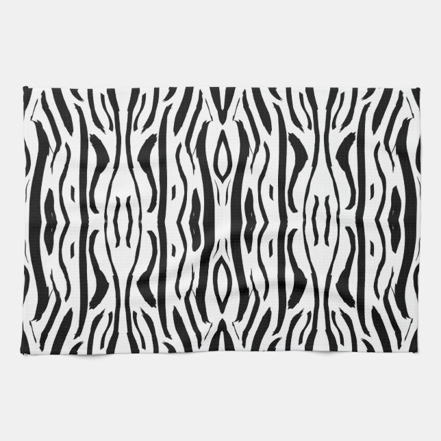Svart och vit zebra eller tiger mönster kökshandduk (Horisontell)