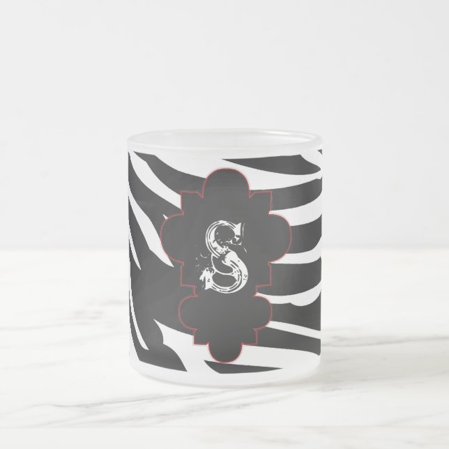 Svart och vit Zebra Frosted Glass Coffee Mugg Kopp (Center)