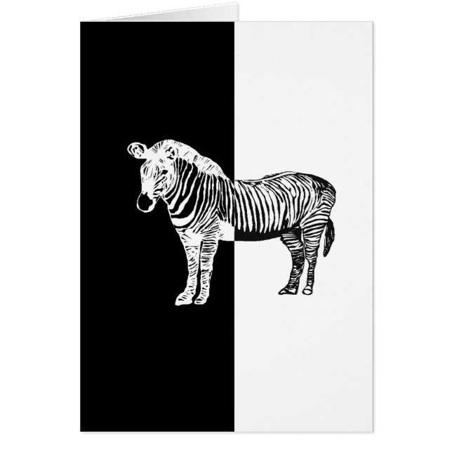 Svart och vit zebra hälsningskort (Framsidan)