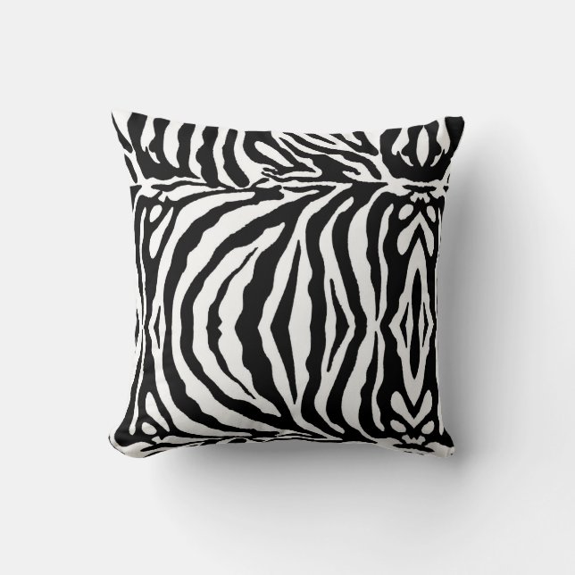Svart och vit zebra mönstrad, safaridjur kudde (Framsida)