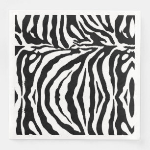 Svart och vit zebra mönstrad, safaridjur pappersservett