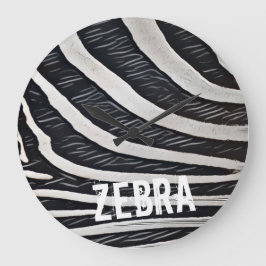 Svart och vit Zebra Päls-design för djurfoder Stor Klocka