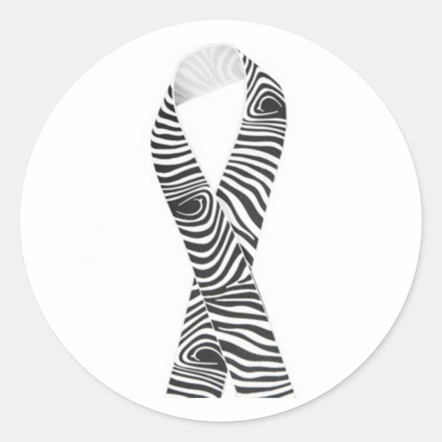 Svart och vit Zebra Ribbon Runt Klistermärke (Framsida)
