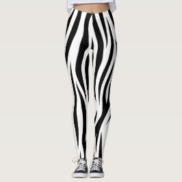 Svart och vit zebradesign leggings