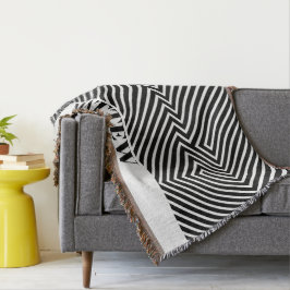 Svart och vit zebrarand Modernt monogram Filt