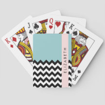 Svart och vit Zigzag, Chevron, Blue, Ditt namn