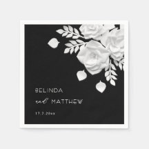 Svart Och Vita 3D Blommor Bröllop