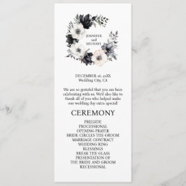 Svart och vita blommor Bröllopsceremoni Program