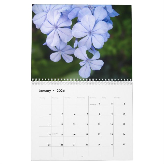 Svart och vita blommor kalender (Jan 2026)