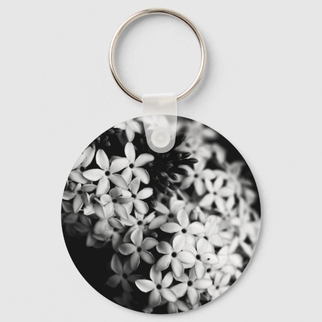 Svart och vita blommor nyckelring (Framsida)