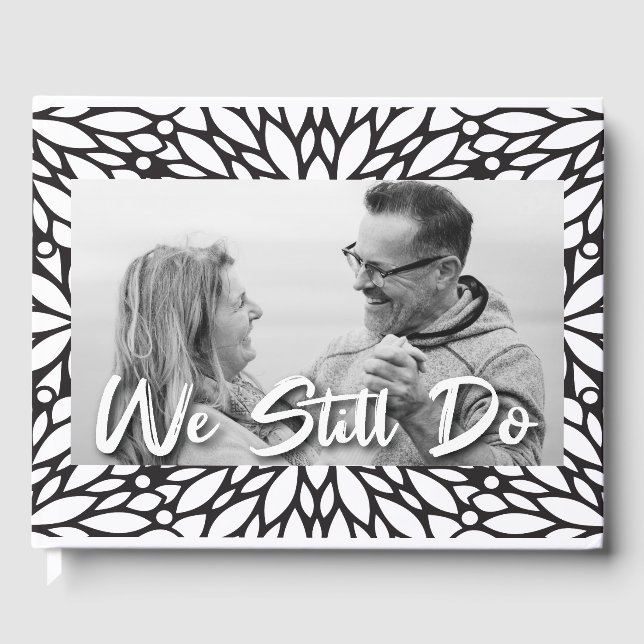 Svart och Vita Bröllop-årsdag 2 foto Gästböcker (Framsida)