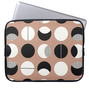 Svart- och vita cirklar sömlösa mönster laptop fodral