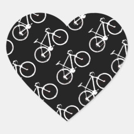Svart- och vita cyklar hjärtformat klistermärke