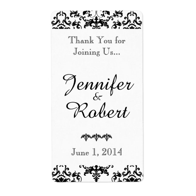 Svart- och Vita Damaskus-Vin-etikett Fraktsedel (Framsidan)