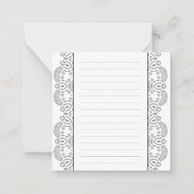 Svart och vita hus gräns med linjer anteckningskort (Framsida)