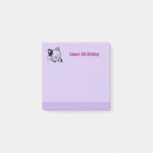 Svart och Vita Kattunge Wave Hej Birthday Post-it Block