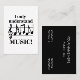 Svart och vita musiknoter Musikalisk profession Visitkort