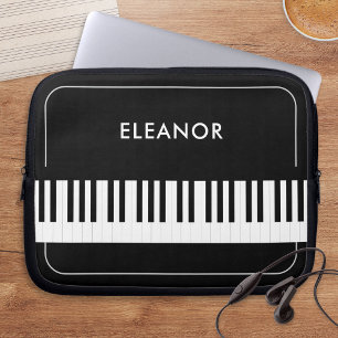 Svart och vita pianotangentbord Musiker Personlig Laptop Fodral