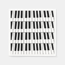 Svart och vita pianotangentbord pianist musiker fe pappersservett