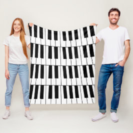 Svart och vita pianotangentbord pianist musiker fleecefilt