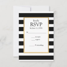 Svart och vita ränder randigt RSVP-kort