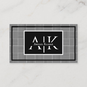Svart och vita randigt grundläggande design stilfu visitkort
