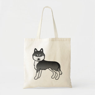 Svart och Vita Siberian husky Cute Tecknad hund Tygkasse