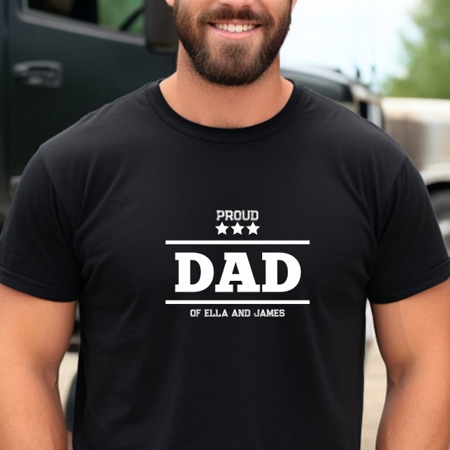 Svart och Vita Stjärnor Stolt Pappa T-Shirt (Black and White Stars Proud Dad T-Shirt
)