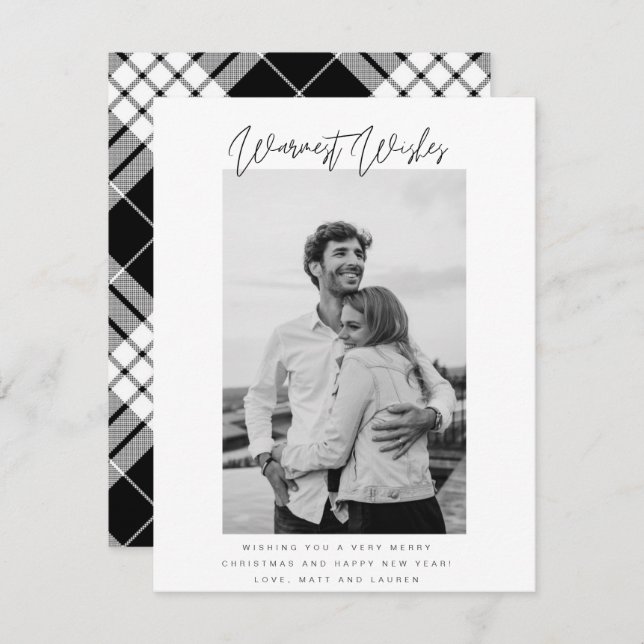 Svart och Vita varmaste Önskemål-fotojul Julkort (Fram/baksida)
